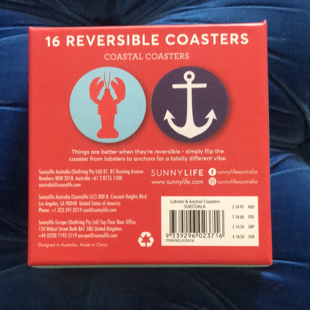 🦞 16 Reversible ‘SunnyLife’ Coasters - Picture 4 of 8